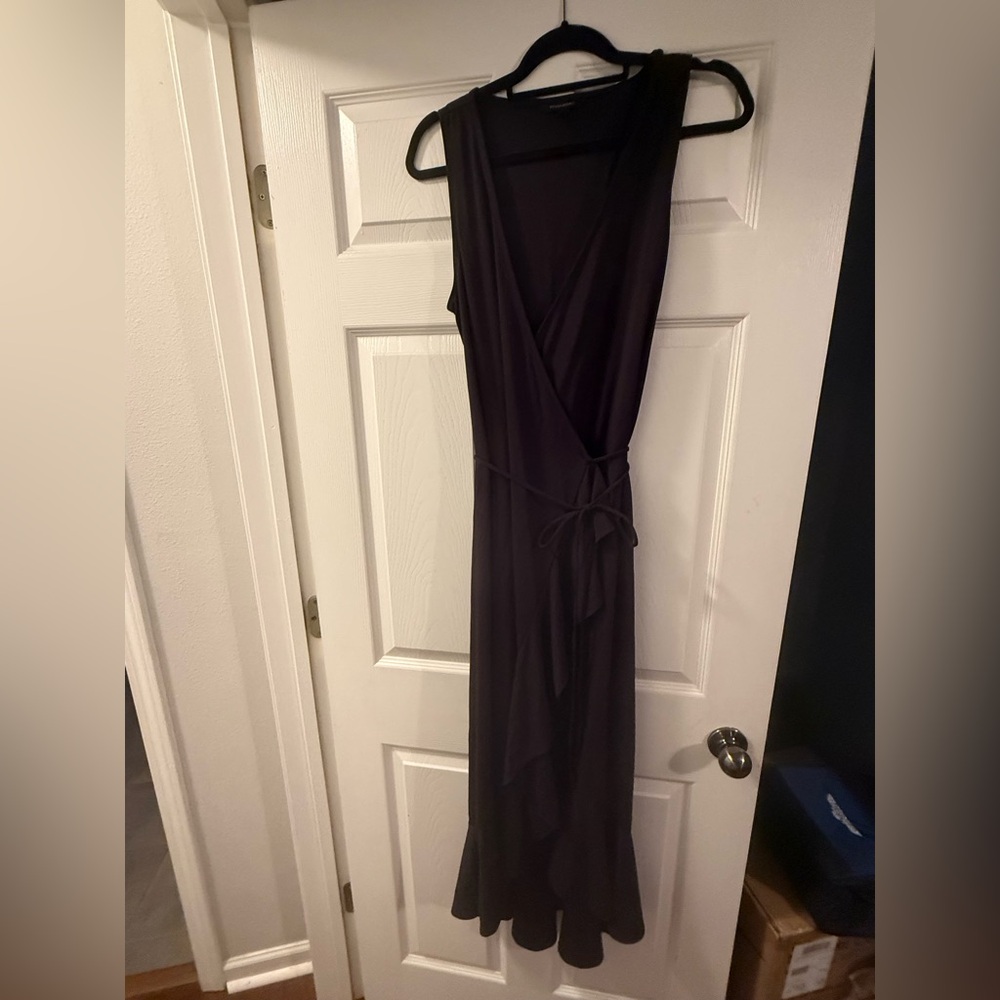Banana Republic Black Sleeveless Wrap Maxi Dress